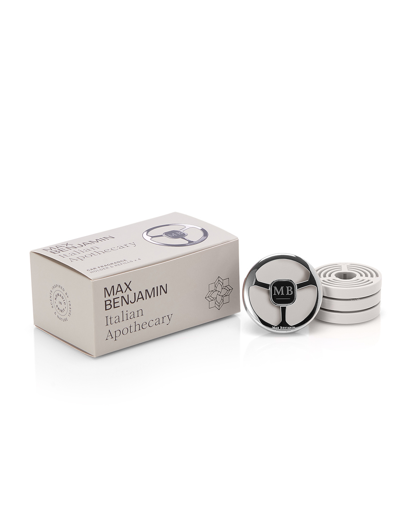 MB Car Fragrance Holder + 4 Refills Gift Set Italian Apothecary