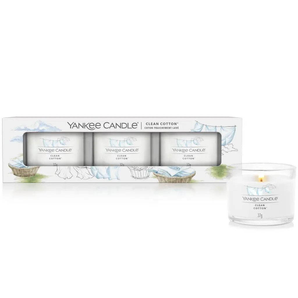 YC Clean Cotton Signature Filled Votive 3-Pack