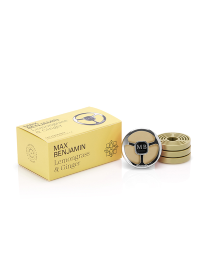[RB-CFGB01] MB Car Fragrance Holder + 4 Refills Gift Set Lemongrass & Ginger