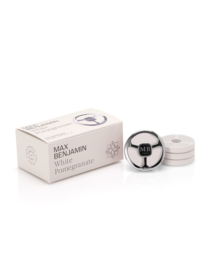 [RB-CFGB03] MB Car Fragrance Holder + 4 Refills Gift Set White Pomegranate