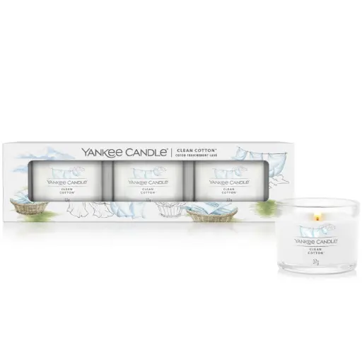 [2653561E] YC Clean Cotton Signature Filled Votive 3-Pack